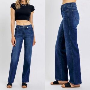 Judy Blue High Rise Straight Leg Jeans Dark Wash 18W Capsule Minimalist Boho Mod